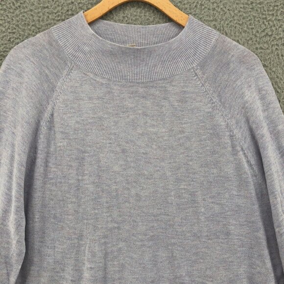 LOFT Sweater Womens Large Purple Mock Neck Ruffles Raglan Sleeves Knit Classic - Picture 3 of 10